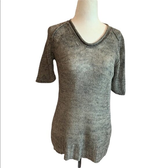 J. Crew Lightweight Grey V-Neck Sweater Short sleeve. S - Picture 1 of 7